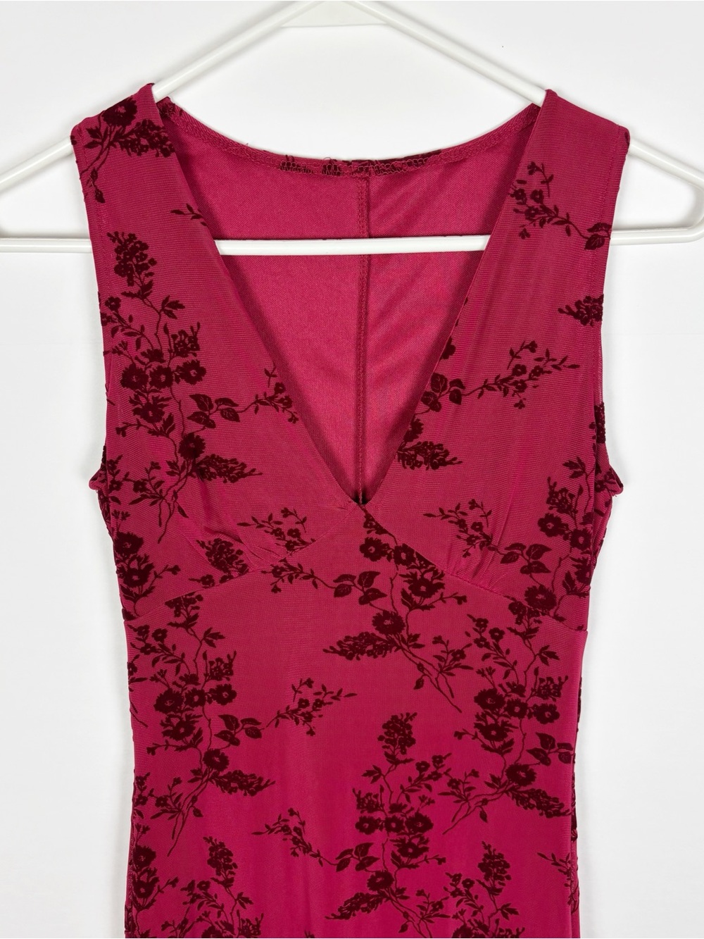 Motel Rocks Gabriela Dress Midi Botanical Flower Maroon Small Mesh Whimsigoth - Picture 7 of 10